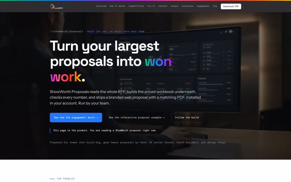 The ShowWorth Proposals pitch: turn your largest proposals into won work.